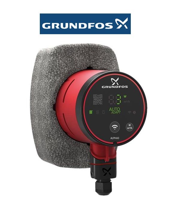 Grundfos ALPHA3 25-40 130mm Döküm Gövdeli Dişli Tip Frekans Konvertörlü Sirkülasyon Pompası - 99371952