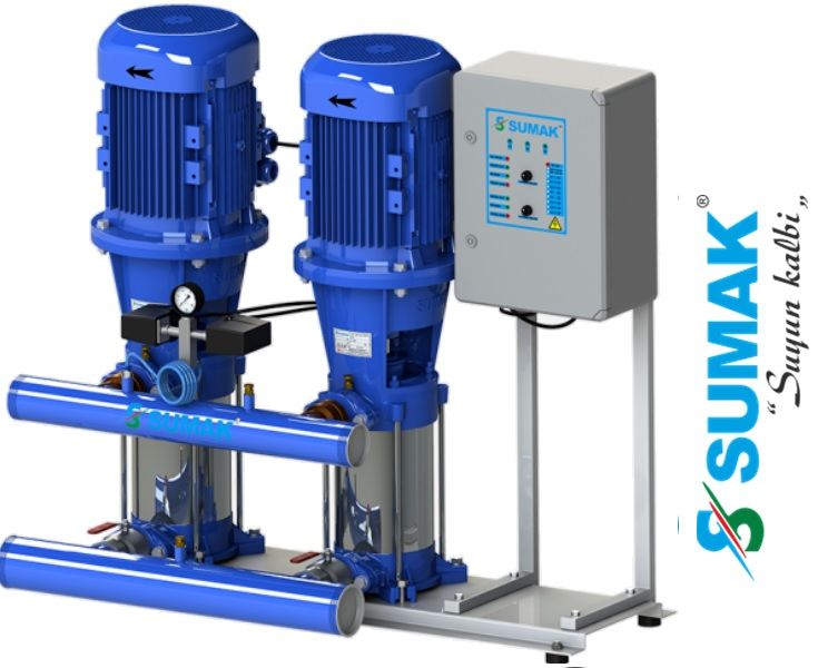 Sumak, SHT 34 B 750/4, Düşey Milli Kademeli Çiftli Hidrofor [ 2 X 5.5kW ]