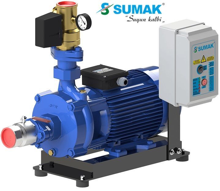 Sumak, SMKTA550/2, 380V, 5.5HP Tek Pompalı, Emişli, Çift Kademeli, Yatay Hidrofor