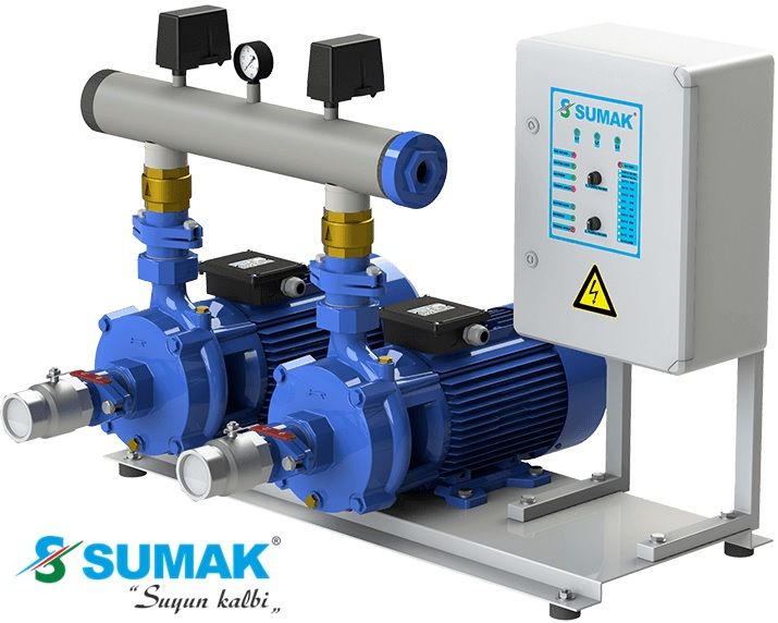 Sumak, SMKTB 550, [ 2 x 5.5HP ], Çift Pompalı, Emişli, Çift Kademeli Hidrofor