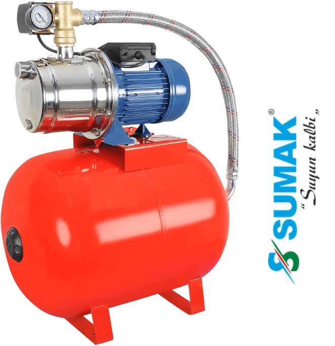 SUMAK, SMİNOX H 150/4T, 1.5HP, 50LT TANKLI, 380V, PASLANMAZ SANTRİFÜJ POMPALI PAKET HİDROFOR [ 5 Kat - 12 Daire ]