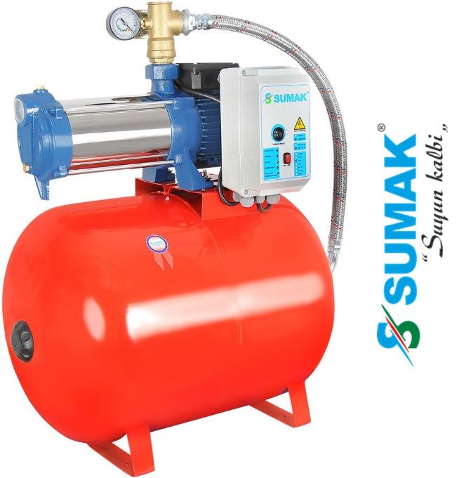 SUMAK, SYMH6-100/6, 1HP, 220V, 50 LT TANKLI, YATAY KADEMELİ, PAKET HİDROFORLAR