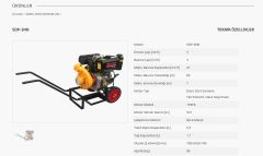 Solax SDP-3HB   3'' X 3'' Dizel İpli Marşlı Yüksek Basınçlı Motopomp (Su Motoru-Aküsüz / El arabası tipi)