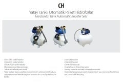 Aquastrong  CH 100 XHC 4-7      2Hp 220V   100 Litre  Yatay Tanklı Paslanmaz Yatay Kademeli Paket Hidrofor