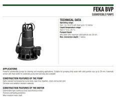 Dab  FEKA  BVP 750 M-A     0.75 kW  220V   Atık Su Drenaj Dalgıç Pompa (Maksimum 38 mm partikül içeren sular için)