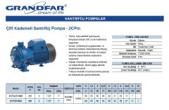 Grandfar  2CPm25/160B  2Hp 220V  Döküm Gövdeli Çift Kademeli Santrifüj Pompa