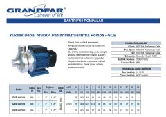 Grandfar GCB 500/220  3Hp 380V  Paslanmaz Çelik Gövdeli Yüksek Debili Santrifüj Pompa - Aisi 304