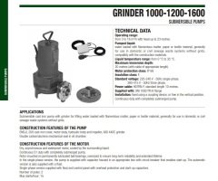Dab GRINDER 1000 T    1 kW  380V   Parçalayıcı Bıçaklı Dalgıç Pompa