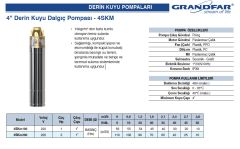 Grandfar 4SKm200  2Hp 220V  4'' Derin Kuyu Paket Dalgıç Pompa