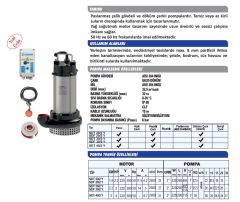 SUMAK, SDF 20/2Y, 2.2HP, 220V, AZ KİRLİ SU DALGIÇ POMPASI