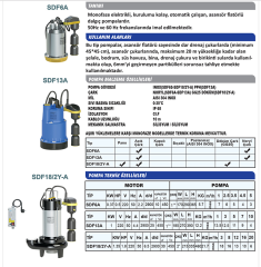 Sumak Sdf 6 A 1.3hp 220v Asansör Flatörlü az Kirli Su Dalgıç Pompa