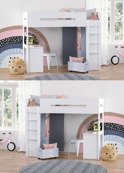 Study Children's Bunk Bed with Wooden Cabinet