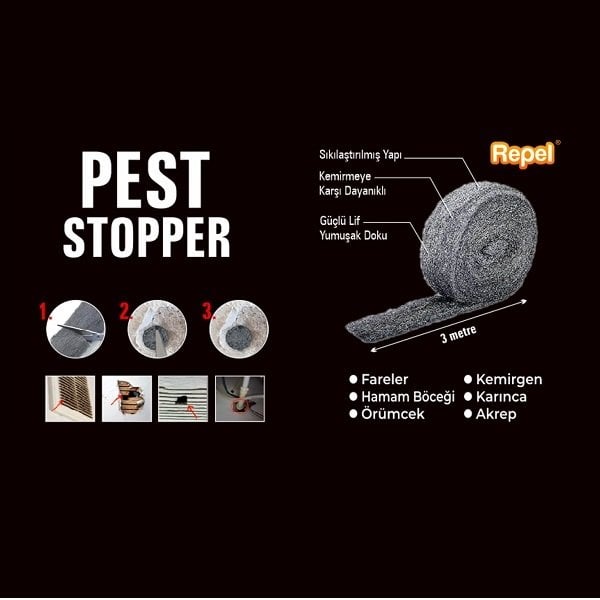 Repel Pest Stopper Fare Haşere Engelleyici Çelik Yün Bariyer