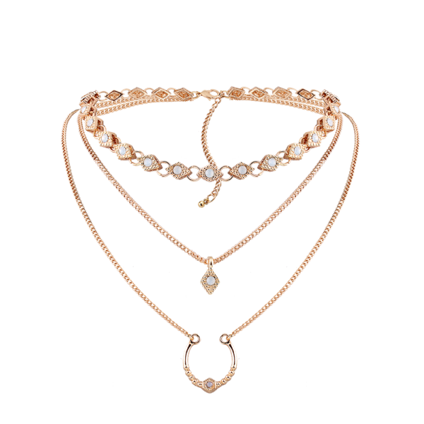 Zarif Pembe Taşlı Rose Gold Kolye