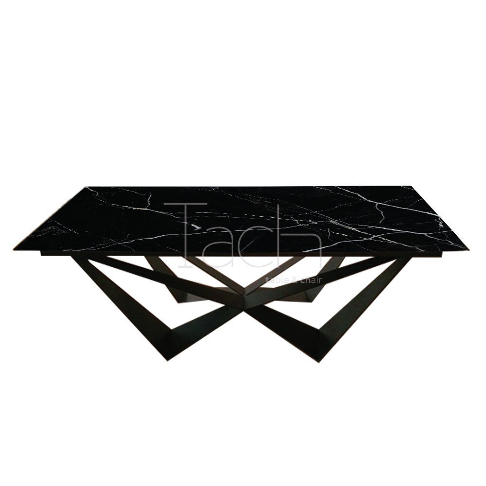 Mermer Yemek Masası Siyah - Elmas 180 cm x 80 cm