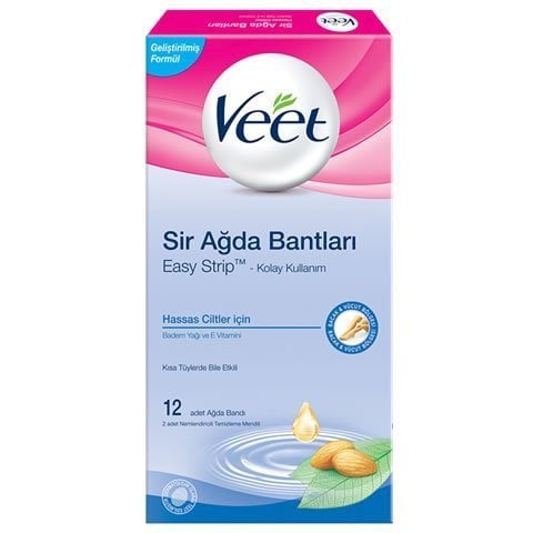 Veet Hassas Citler İçin Kullanıma Hazır Sir Ağda Bantları 12li