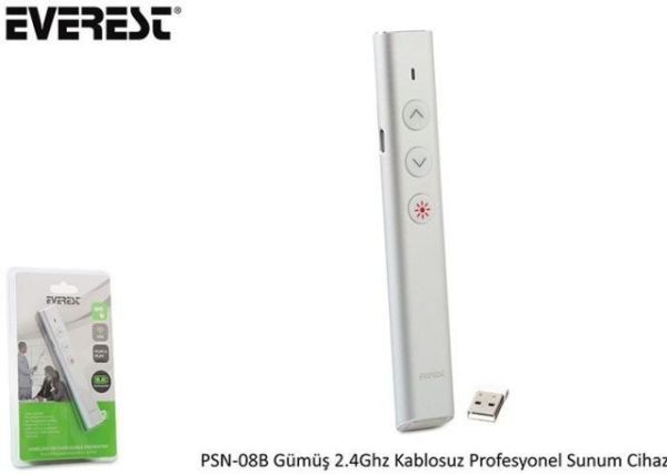 PSN-08B-G 2.4GHZ Presenter Lazer Gümüş USB Kumanda