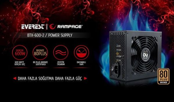 BTX-600-2 600W KUTULU 80+BRONZE 12CM FANLI 6XSATA 2XIDE POWER SUPPLY