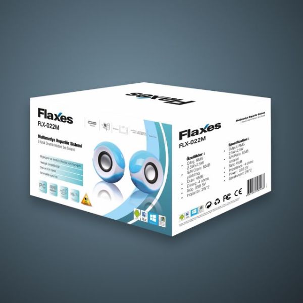 FLX-022M 5W RMS 1+1 USB Speaker, Mavi