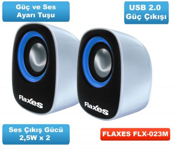 FLX-023M 5W RMS 1+1 USB Speaker, Mavi