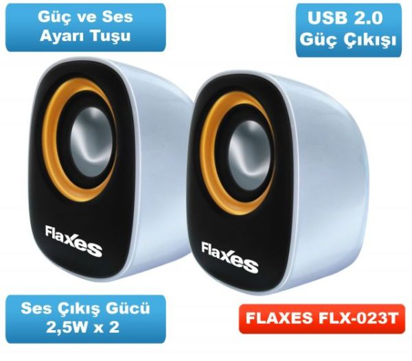 FLX-023T 5W RMS 1+1 USB Speaker, Turuncu