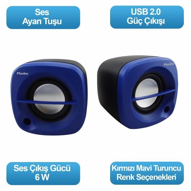 FLX-024M FLX-024M USB 6W 3W*2 1+1 Siyah,Mavi Hoparlör