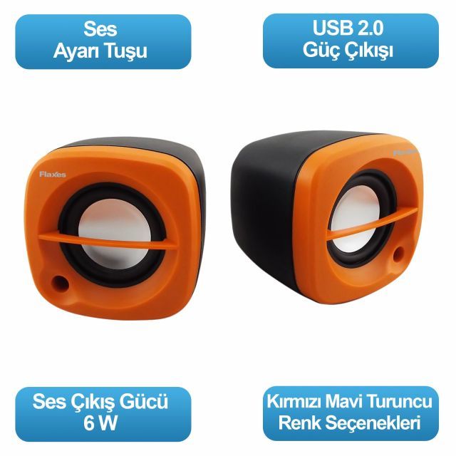 FLX-024T FLX-024T USB 6W 3W*2 1+1 Siyah Turuncu Hoparlör