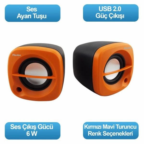 FLX-024T FLX-024T USB 6W 3W*2 1+1 Siyah Turuncu Hoparlör