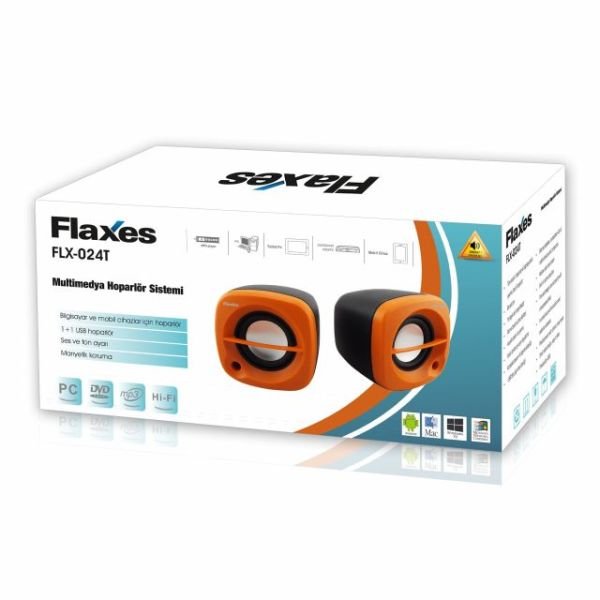 FLX-024T FLX-024T USB 6W 3W*2 1+1 Siyah Turuncu Hoparlör
