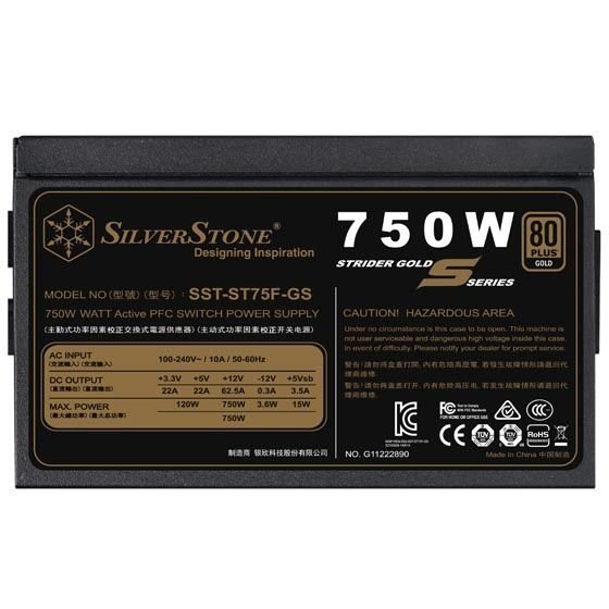 SST-ST75F-GS 750W Kutulu 80+Gold 12CM Fanlı 8XSATA Power Supply