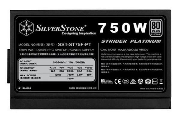 SST-ST75F-PT Strider 750W 80+ Plus Platinum Single Rail 62.5A Modüler Güç Kaynağı