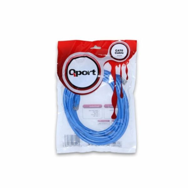Q-CAT55 CAT6 5M Kırmızı Mavi Patch Network Kablosu