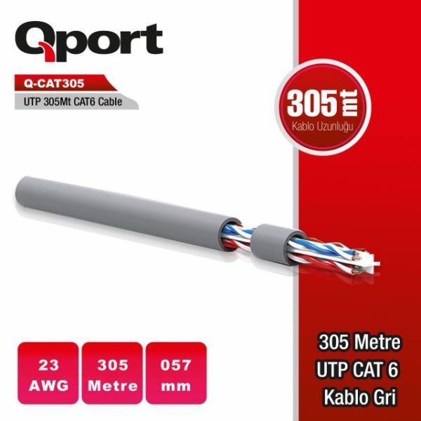 Q-CAT6 CAT6 305M UTP Awg 23 0.57mm Network Kablosu