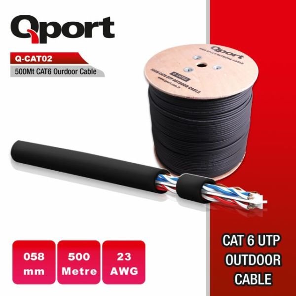 Q-CATO2 CAT6 500M Outdoor Awg 23 0.58mm UTP Makaralı Network Kablosu