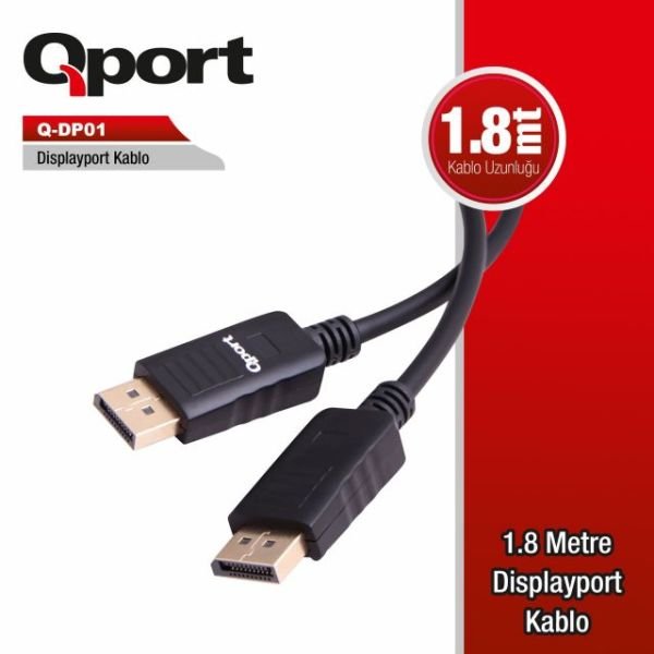 Q-DP01 1.8M, DP Erkek-DP Erkek,Yeni Nesil DisplayPort Bağlantı Kablosu