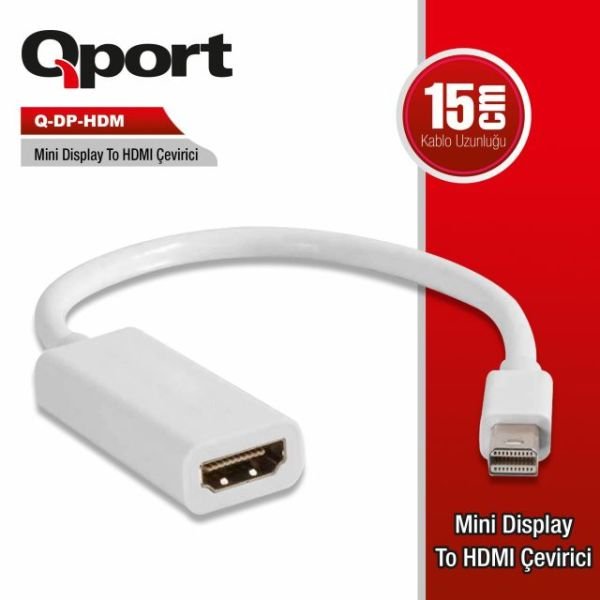 Q-DP-HDM Mini Display Port To HDMI Çevirici