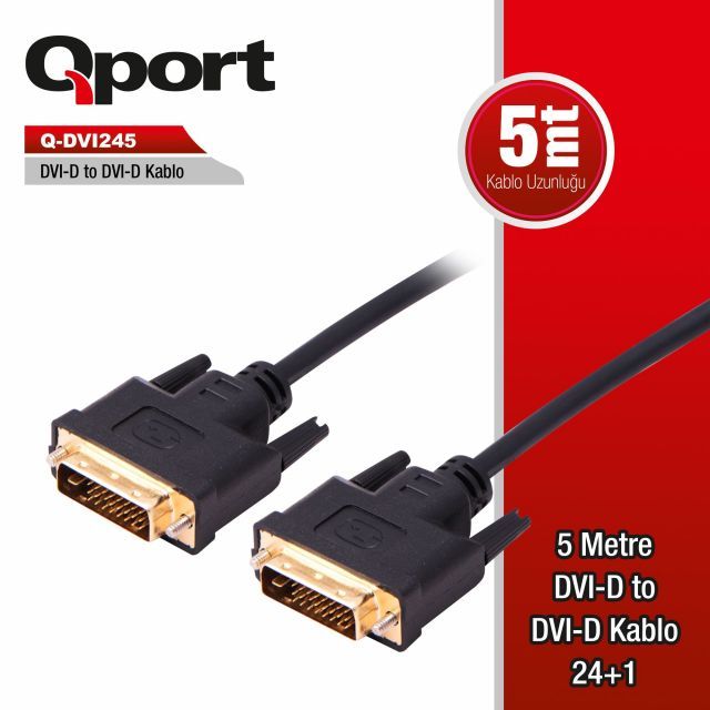 Q-DVI245 5M DVI to DVI 24+1 Görüntü Kablosu