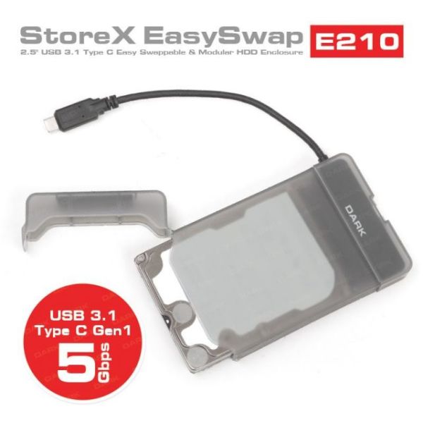 DK-AC-DSE210 2.5'' HDD/SSD DESTEKLİ   USB3.1 (TYPE-C)  5GBPS SEFFAF DİSK KUTUSU