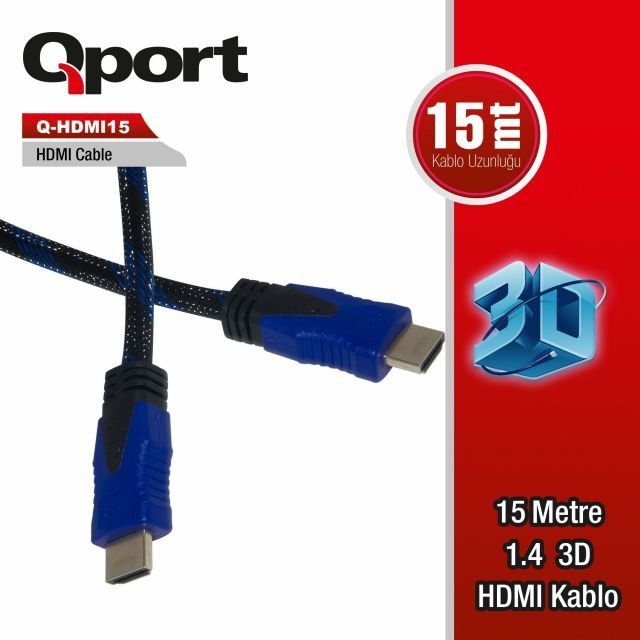 Q-HDMI15 15M v1.4 3D Altın Uçlu HDMI Görüntü Kablosu
