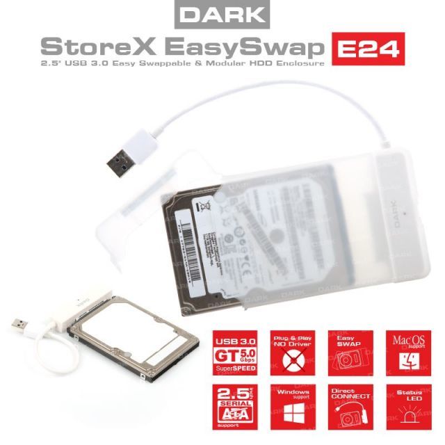 DK-AC-DSE24U3 USB 3.0 2.5'' Plastik Kolay Montaj Disk Kutusu