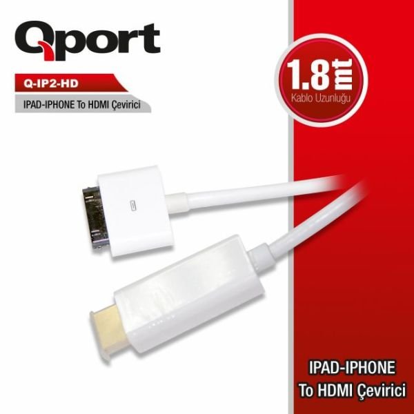 Q-IP2-HD 1.8M Ipad Iphone Çevirici Kablo