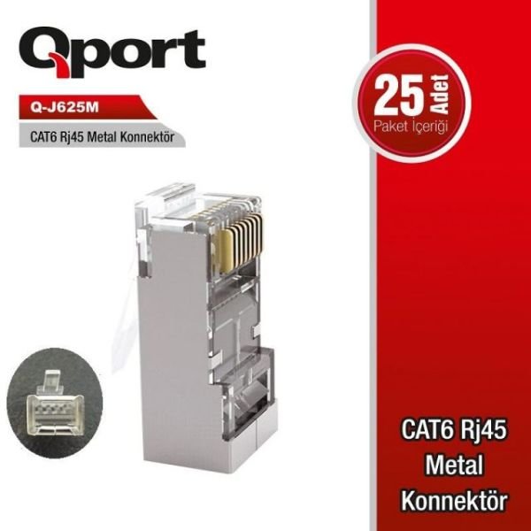 Q-J625M CAT6 Metal RJ-45 25'li Paket Jack Konnektör