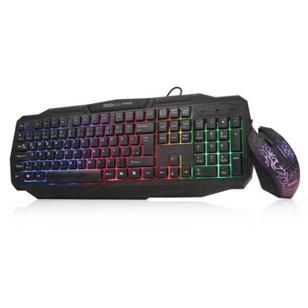 DK-AC-GKM1000 USB KABLOLU  RGB AYDINLATMALI OYUNCU Q KLAVYE & MOUSE SET (SİYAH)