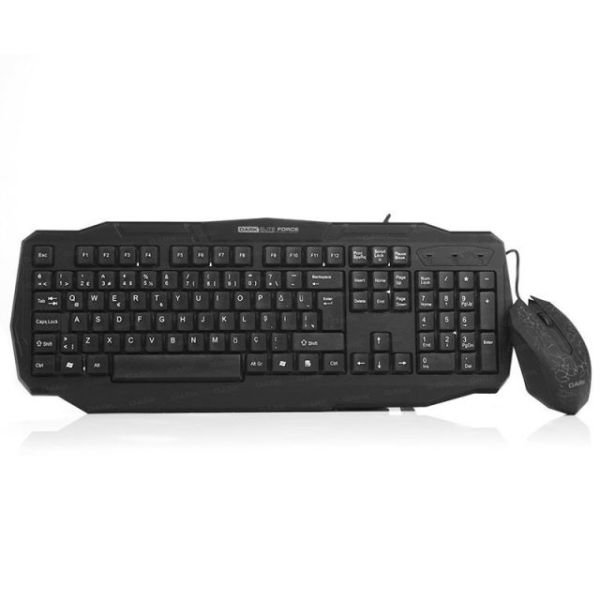 DK-AC-GKM1000 USB KABLOLU  RGB AYDINLATMALI OYUNCU Q KLAVYE & MOUSE SET (SİYAH)