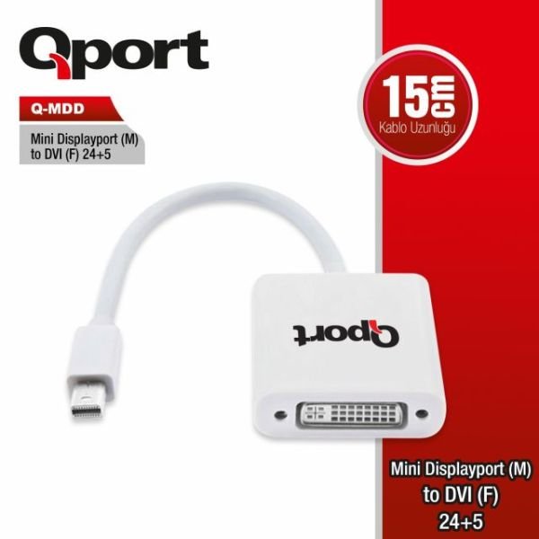Q-MDD Mini Display Port to DVI(F) 24+5 Converter Çevirici
