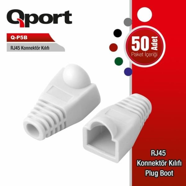Q-P5B RJ45 KONNEKTÖR KILIFI - PLUG BOOT 50'Lİ PAKET BEYAZ - CAT5 - CAT6 - CAT7