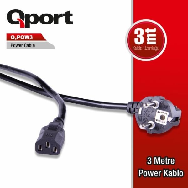 Q-POW3 3M PC Power Kablosu