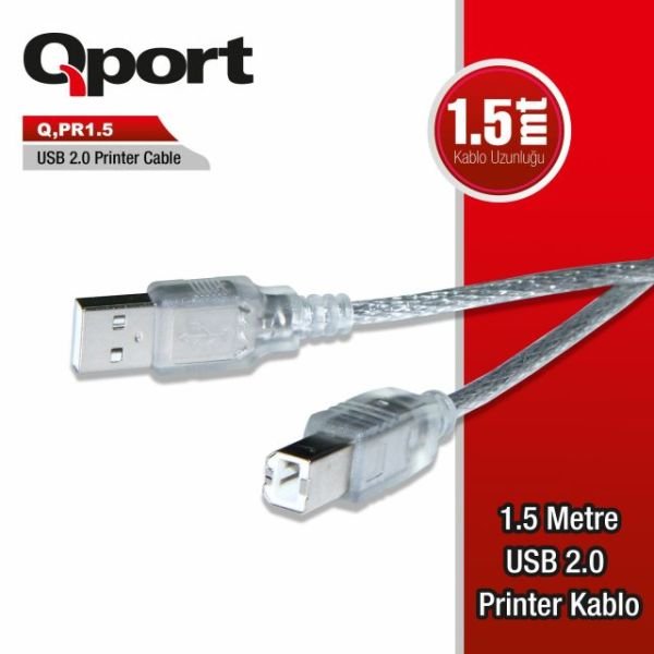 Q-PR1_5 1,5 Metre Usb 2.0 Printer Kablosu