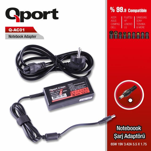 QS-AC01 Acer-65W 19V 3.42A 5.5*1.75 Acer Aspire Notebook Adaptor
