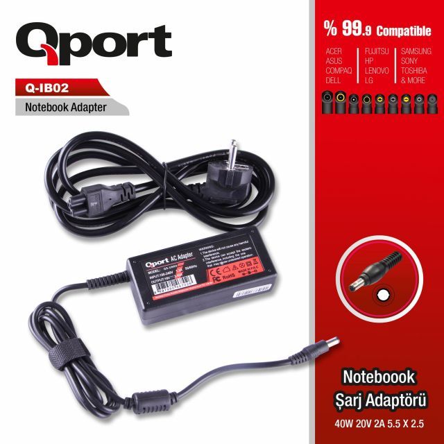 QS-IB02 IBM LENOVO-40W 20V 2A 5.5x2.5 IBM Lenova Notebook Standart